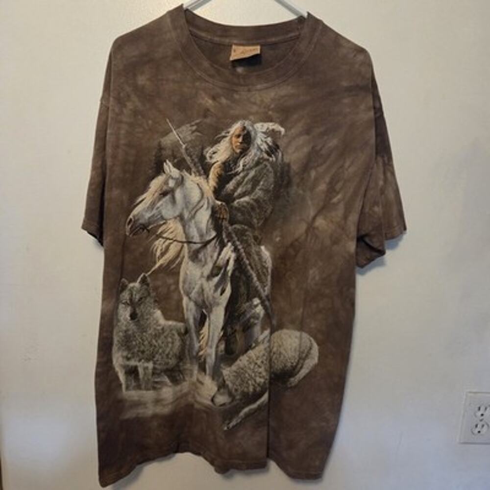 VTG 2003 The Mountain T-Shirt Mens L Companions of the Hunt Wolf Brown Tie-Dye